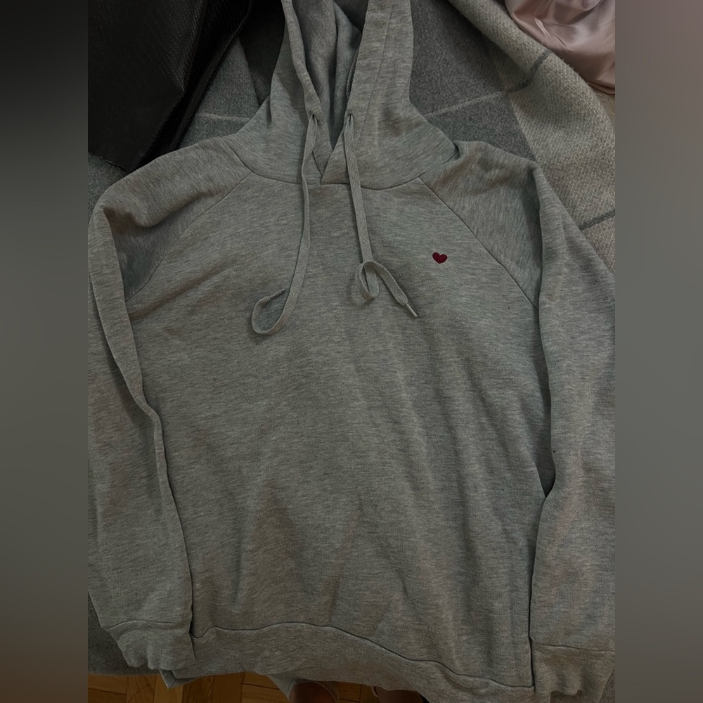 PJ Salvage Gray Hoodie with Heart Embroidery